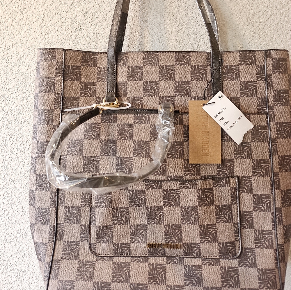 Steve Madden Brown Logo Print Tote